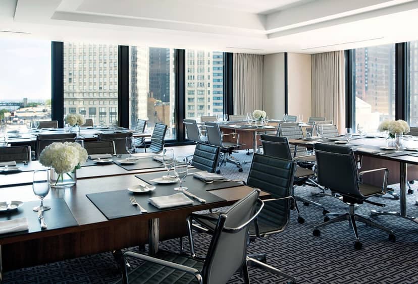 Modern meeting room at The Langham, Chicago with city views for corporate events.
