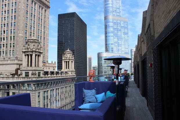 Cerise Rooftop at Virgin Hotels Chicago, modern venue with skyline views for upscale events.