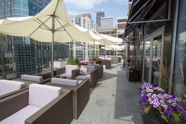 Stylish rooftop terrace at Divine Lounge, perfect for upscale events and cocktail parties.