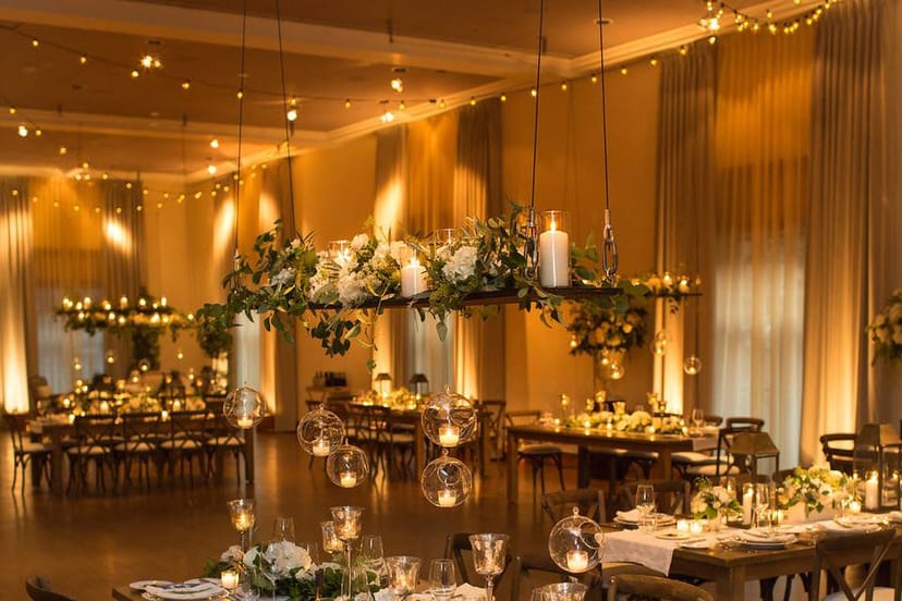 Elegant banquet hall at Ivy Hotel, ideal for weddings and upscale events.