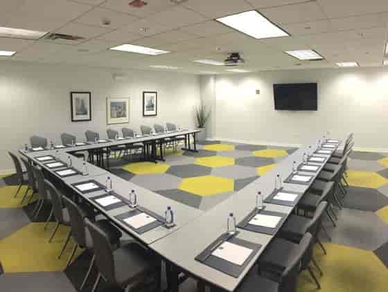 Fort Dearborn Room at Kinzie Hotel, U-shape setup for corporate meetings and presentations.