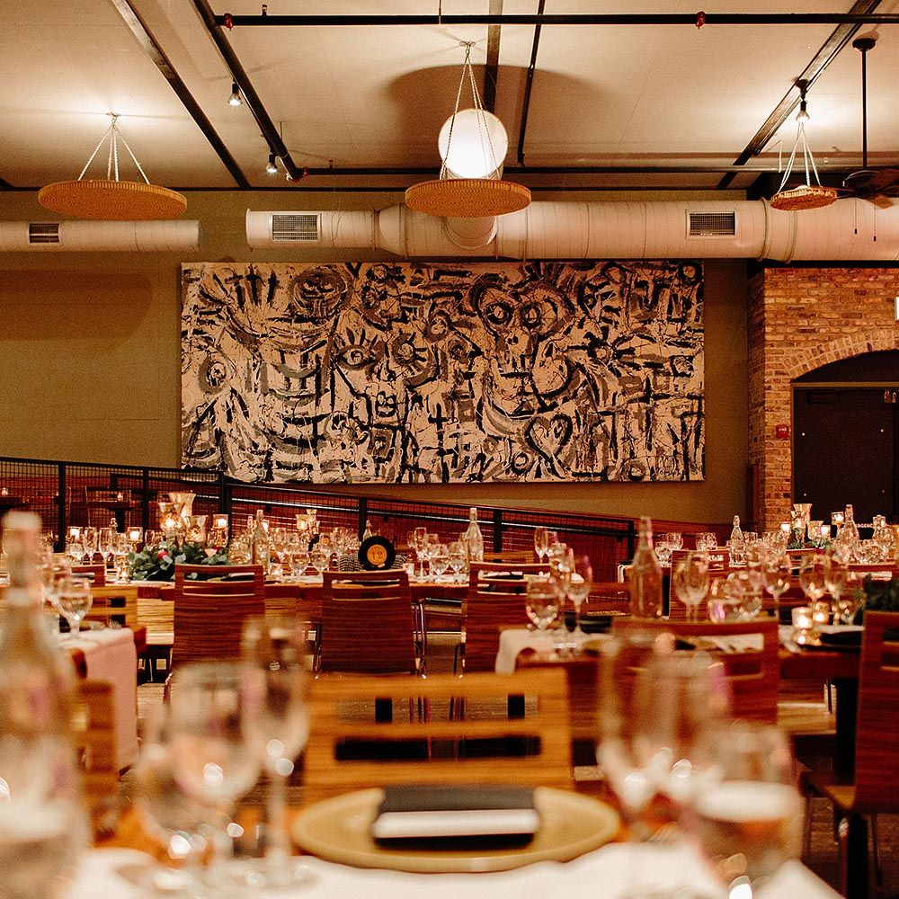 Elegant dining space at City Winery Chicago for upscale corporate events and private celebrations.