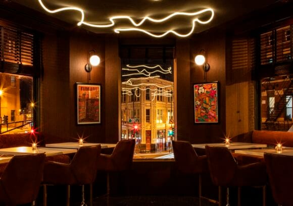 Clever Coyote restaurant at The Robey, modern decor for networking events and gatherings.
