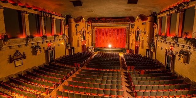 Vintage Music Box Theatre with elegant seating, perfect for events and performances.