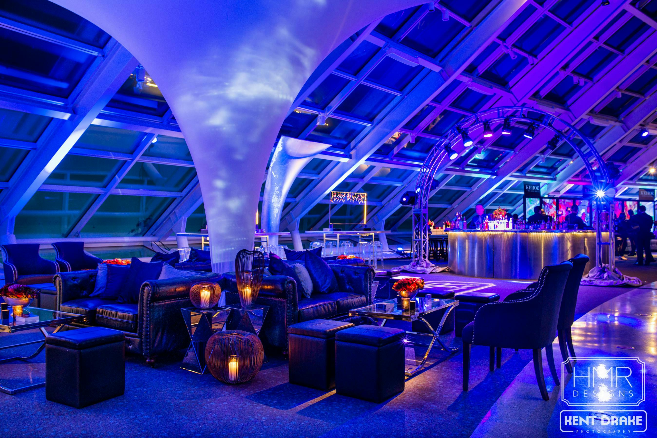 Daniel F. and Ada L. Rice Solarium, modern event space with stylish lounge seating for gatherings.