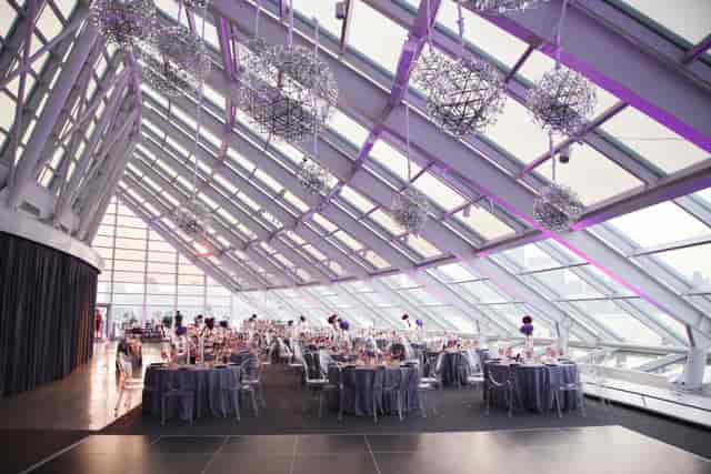 Daniel F. and Ada L. Rice Solarium, elegant event space with large windows for weddings, corporate events.