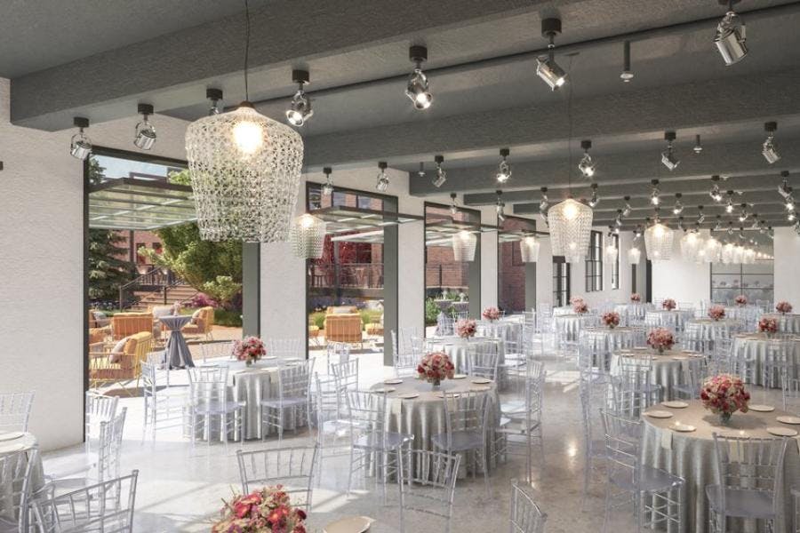 Modern outdoor terrace at Epiphany Center, perfect for weddings and corporate events.
