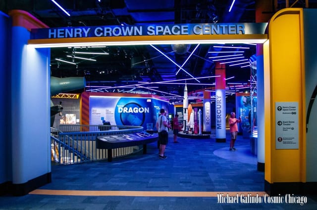 Henry Crown Space Center entrance, modern design for innovative events and meetings.