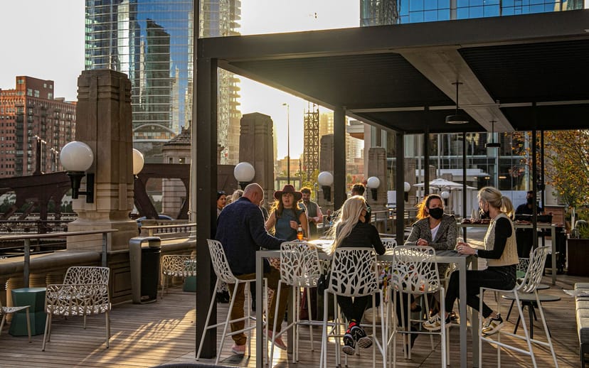 Vibrant outdoor meeting space at River Park, ideal for networking events and gatherings.