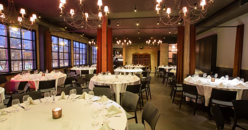 Sicily room at Formento’s: elegant dining space for corporate events and private gatherings.