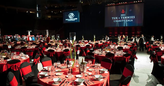 VIP Banquet Space at Houston Toyota Center, elegant gala setting for charity events.