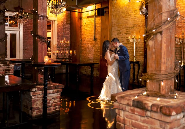 Intimate couple in Grand Hall, Butler's Courtyard, perfect for weddings and events.