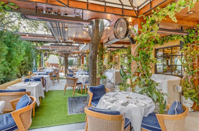 Outdoor dining space at La Griglia, perfect for events with elegant table settings.
