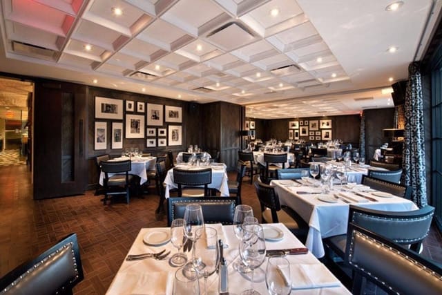 Elegant West Terrace Dining Room at Steak 48, perfect for upscale events and gatherings.