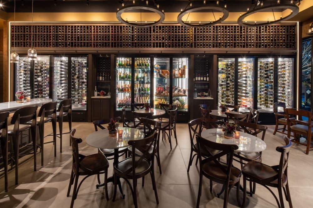 Wine Room at Taste of Texas: modern decor, ideal for intimate gatherings and networking events.