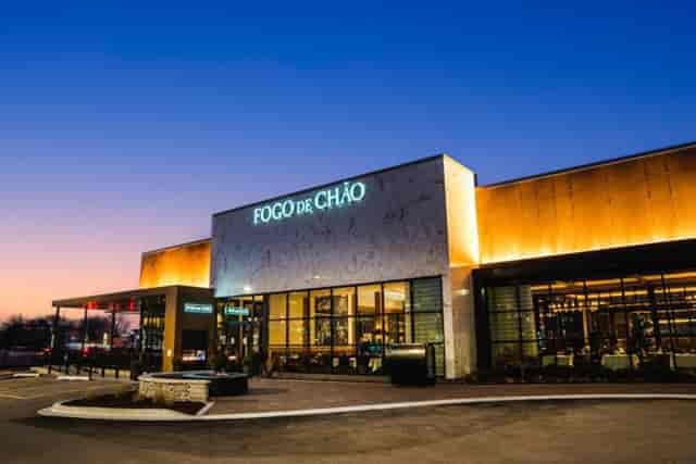 Fogo de Chão restaurant with modern architecture, ideal for corporate events and gatherings.