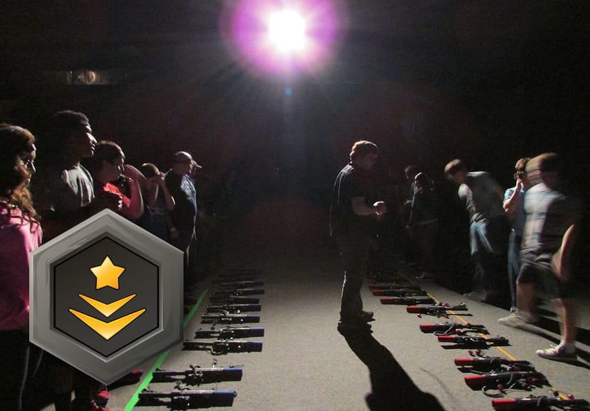 Indoor Laser Tag arena at Battlefield Houston with vibrant neon lights and thrilling gameplay.