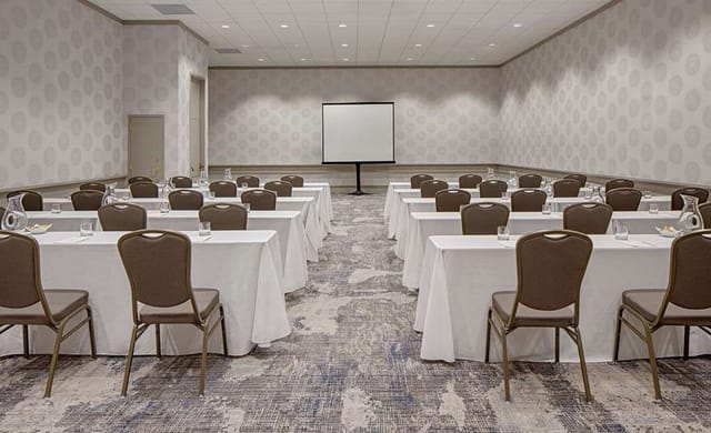 Meeting room at DoubleTree by Hilton Houston, set for professional conference or workshop.
