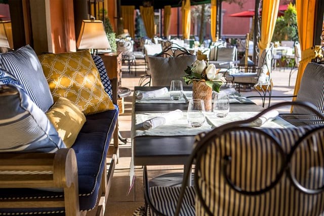 Outdoor dining space at Hotel Granduca, ideal for upscale events and gatherings.