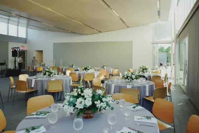 Cherie Flores Garden Pavilion with elegant tables, perfect for weddings and corporate events.