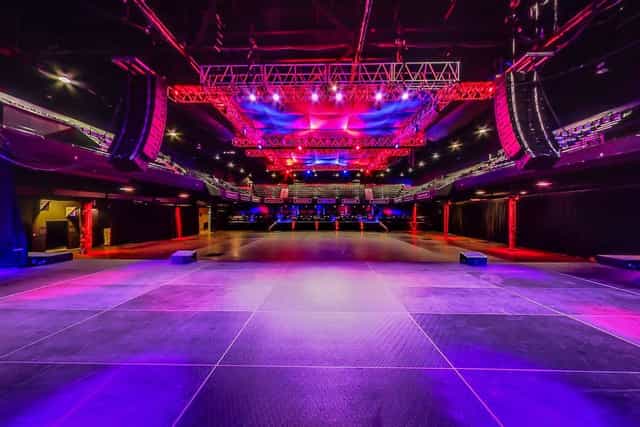 Main Hall at Bayou Music Center: spacious event venue for concerts and presentations.