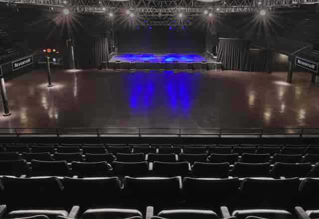 Bayou Music Center theater with polished floor, ideal for concerts and corporate events.