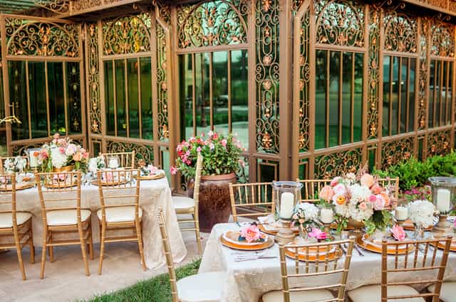 Elegant outdoor dining at The Bryan Museum, perfect for weddings and upscale events.