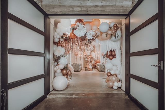 Soho Suite at The Astorian with elegant balloon decor for weddings and celebrations.
