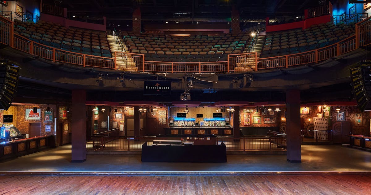 Bronze Peacock Room at House of Blues Houston, spacious stage for concerts and events.