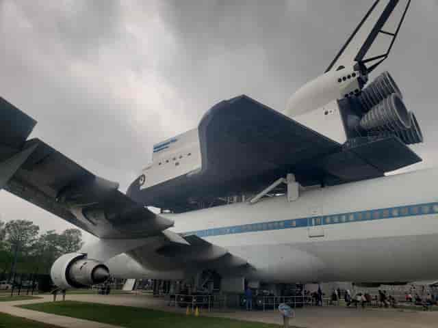 Indoor exhibit area at Space Center Houston, perfect for corporate events and gatherings.