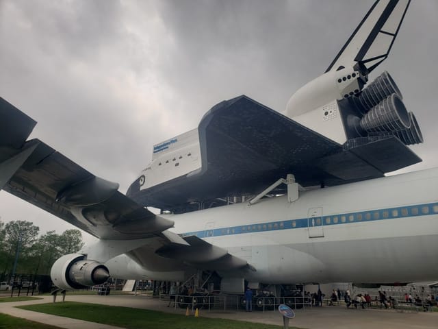 Indoor exhibit area at Space Center Houston, perfect for corporate events and gatherings.