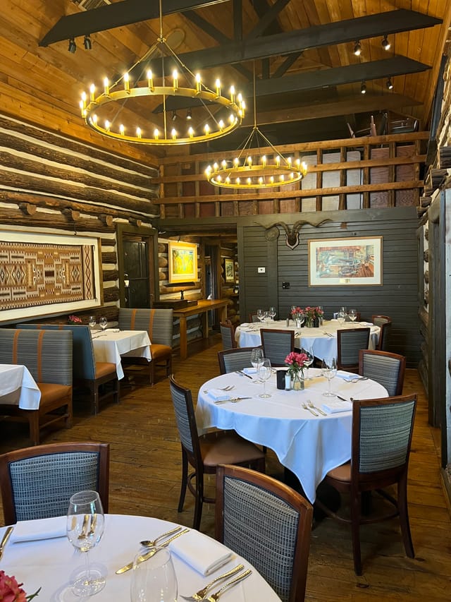 Caldwell Room at Rainbow Lodge: rustic dining space for intimate gatherings and events.