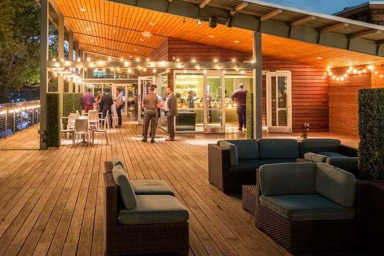 Stylish outdoor event space at Rainbow Lodge, perfect for networking and social gatherings.