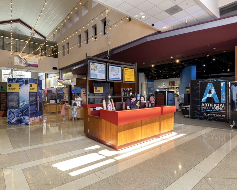 Welcoming reception area in The Health Museum's event space for meetings and conferences.