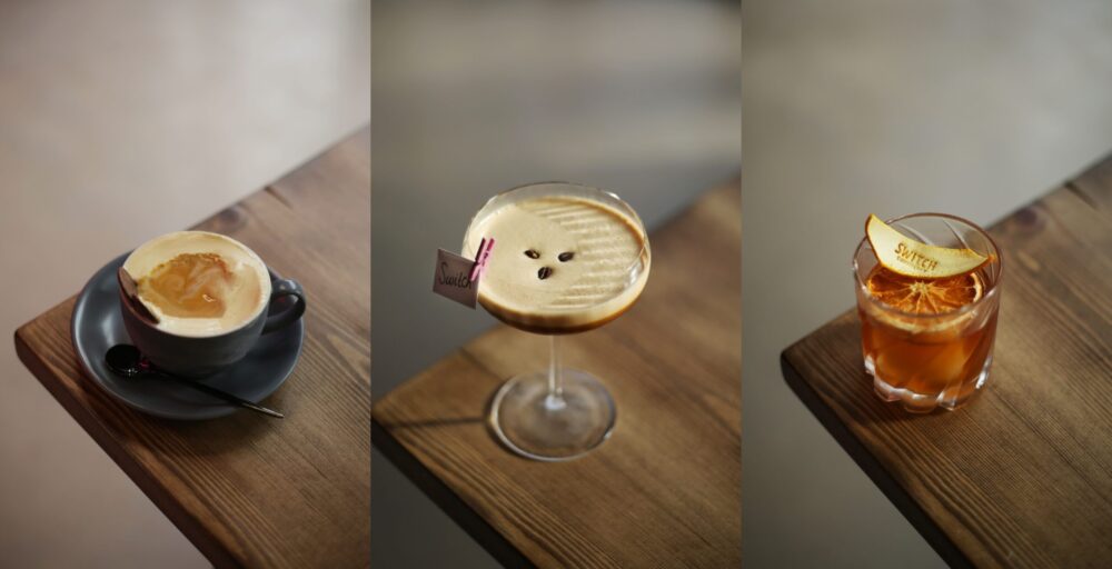 Cocktail bar with elegant drinks for events and receptions at Switch CoffeeBar. - Banner
