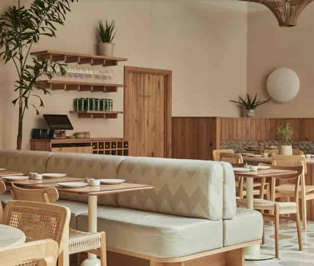 Modern dining space at Soho, Milk Beach, perfect for intimate events and meetings.