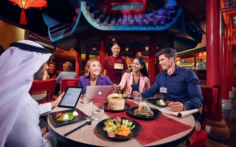 Private dining room at IMG Worlds of Adventure, ideal for corporate events and networking.