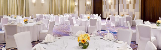 Elegant banquet hall in Staybridge Suites Dubai, perfect for corporate events and gatherings.