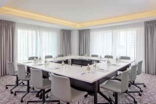 Modern conference room in Staybridge Suites Dubai, ideal for corporate meetings and workshops.