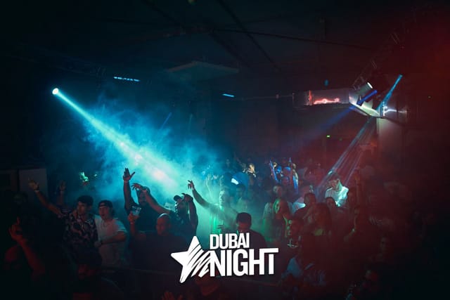 Vibrant nightlife at P7 Arena Club, Dubai with dynamic lighting and energetic crowd.