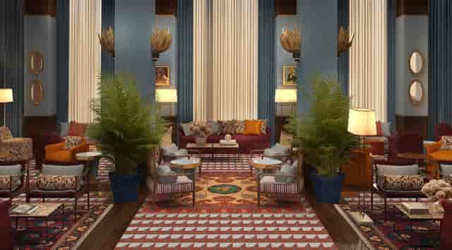 Stylish lounge area in The Arts Club Dubai for networking and relaxation events.