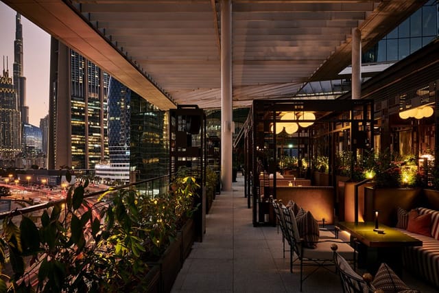 Stylish outdoor venue at The Arts Club Dubai, ideal for upscale events and gatherings.