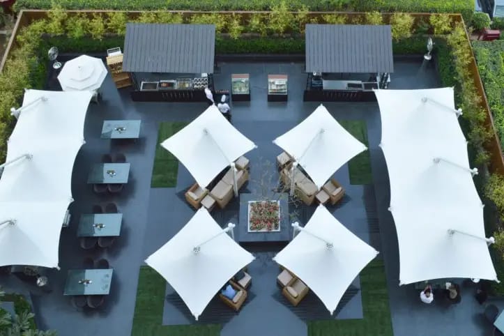 Plaza Terrace Garden at The LaLiT New Delhi, elegant outdoor event space for receptions.