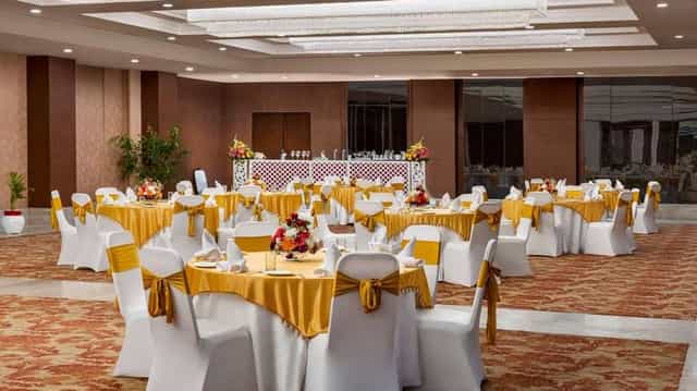 Elegant banquet hall at Ramada New Delhi for weddings and corporate events.