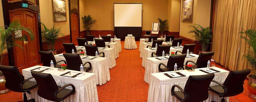 Conference room at Eros Hotel New Delhi, elegant setup for professional events and meetings.