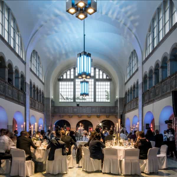 Elegant event space in Stadtbad Oderberger, ideal for weddings and corporate gatherings.