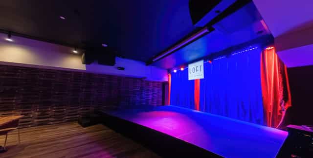 Mezzanine Level stage at City Winery Pier 57, ideal for corporate events and performances.