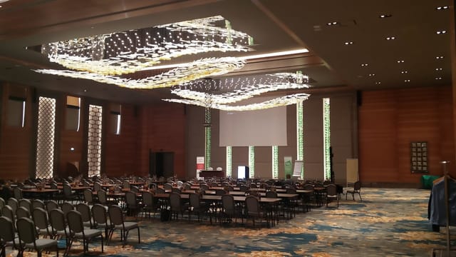 Ballroom at Titanic Chaussee Berlin, modern event space for conferences and seminars.