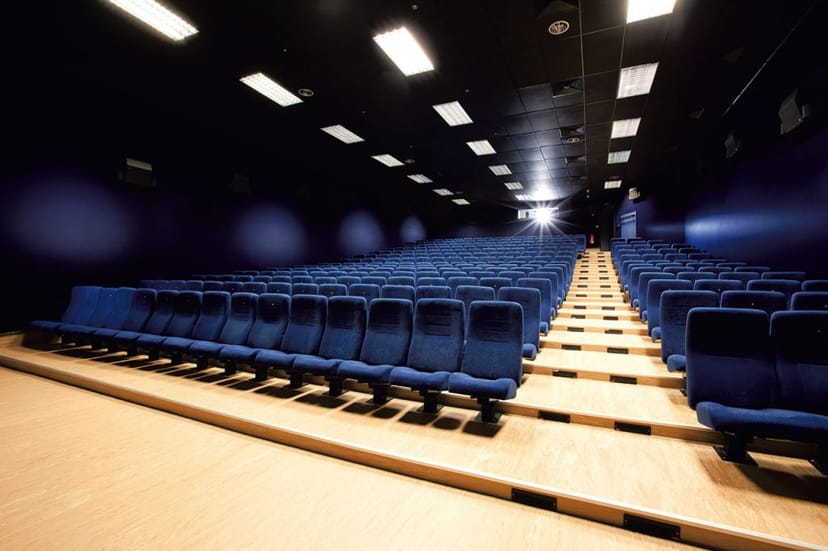 Saal 2 und Saal 10 auditorium with tiered seating for presentations and screenings.