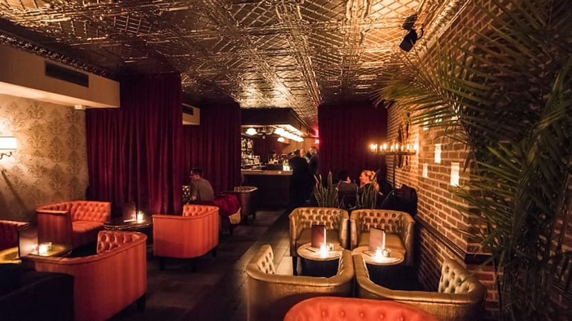 Chic venue with warm lighting for networking events and cocktail receptions.